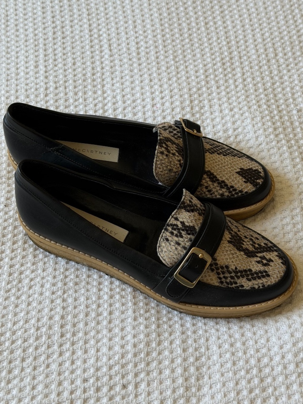 Stella McCartney Snake Print Platform Loafers Size 38